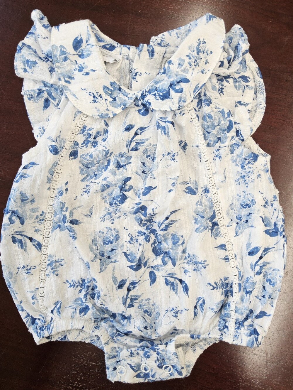 Mud Pie Blue Floral Baby Romper